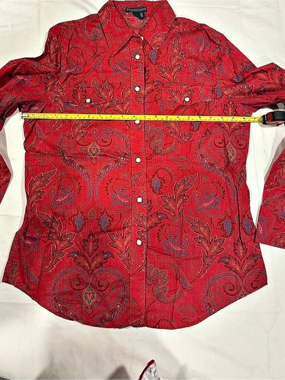Lauren Jeans Company Paisley Button Down in Red Size L Like New